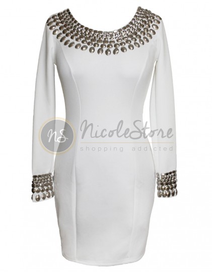 Rochie Alba cu Aplicatii  LC22591